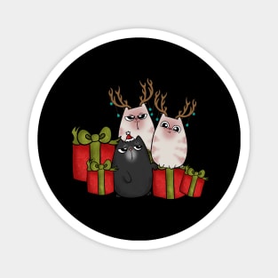 Christmas Cat Gifts Presents Reindeer Antlers Magnet